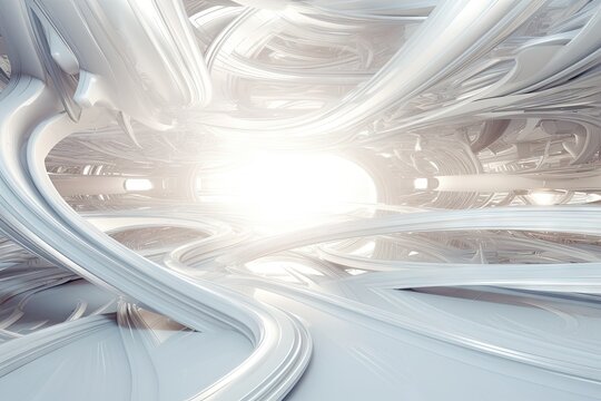 background futuristic white abstract horizon fractal wallpaper digital light style perspective design space fantasy illustration concept wave science technology art pattern line future
