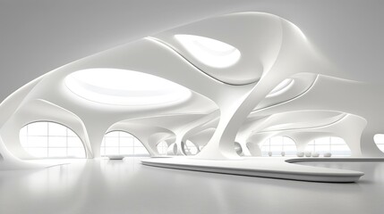 Fototapeta premium Abstract white architecture background, white geometric wallpaper