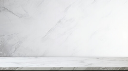 White marble background. White marble table. Copy space. - Generative AI