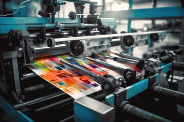 production machine printing offset close black closer commercial concept colours engineering enter equipment factory gear indoor industrial industry ink interior machinery manufacturing - obrazy, fototapety, plakaty