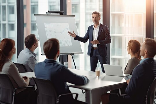 presentation flipchart give suit speaker coach business male   boardroom boss business businessman client coaching colleague consulting discussion diverse education employee executive