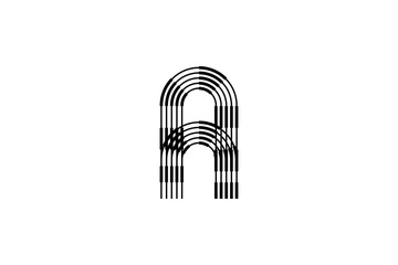 Logo A Letter monogram parallel lines shapes, Alphabet Design Template.