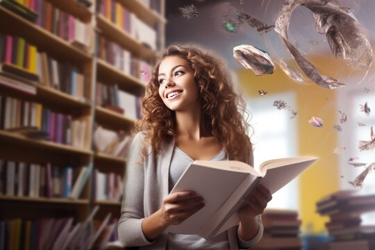 book reading girl student Smiling concept people learning university school high Education library woman studying female beautiful pretty lifestyle young cognition intelligence diversity
