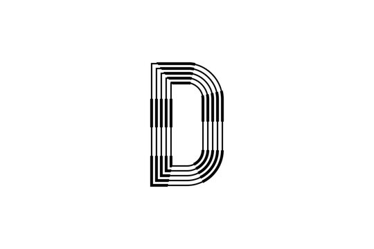 Logo D Letter monogram parallel lines shapes, Alphabet Design Template.