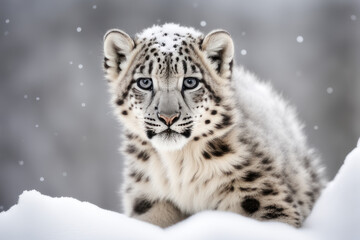 wildlife photography of a snow leopard