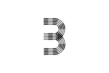 Logo 3 Letter monogram parallel line, number Design Template.