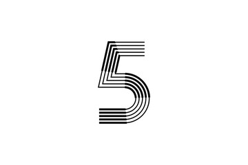 Logo 5 Letter monogram parallel line, number Design Template.