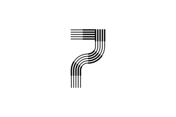 Logo 7 Letter monogram parallel line, number Design Template.