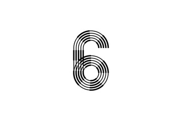 Logo 6 Letter monogram parallel line, number Design Template.