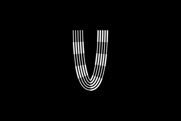 Logo V Letter monogram parallel lines shapes, Alphabet Design Template.