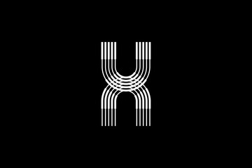 Logo X Letter monogram parallel lines shapes, Alphabet Design Template.