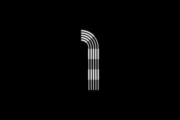 Logo 1 Letter monogram parallel line, number Design Template.