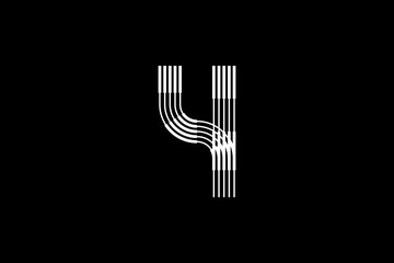 Logo 4 Letter monogram parallel line number, Design Template.