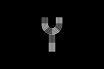Logo Y Letter monogram parallel lines shapes, Alphabet Design Template.