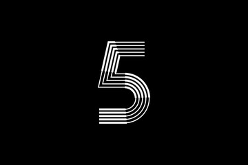 Logo 5 Letter monogram parallel line, number Design Template.