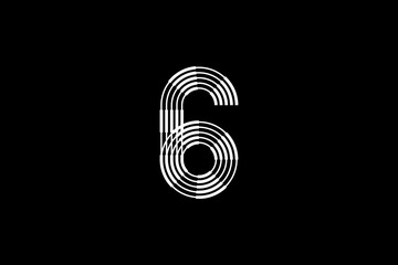 Logo 6 Letter monogram parallel line, number Design Template.