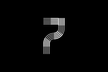 Logo 7 Letter monogram parallel line, number Design Template.