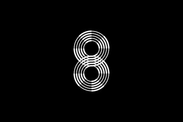 Logo 8 Letter monogram parallel line, number Design Template.