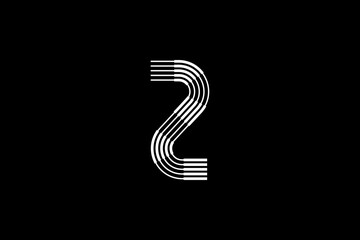 Logo 2 Letter monogram parallel lines, number Design Template.