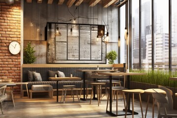 cafe shop coffee design loft wall brick interior modern cafes bar hot drink eatery luxury...