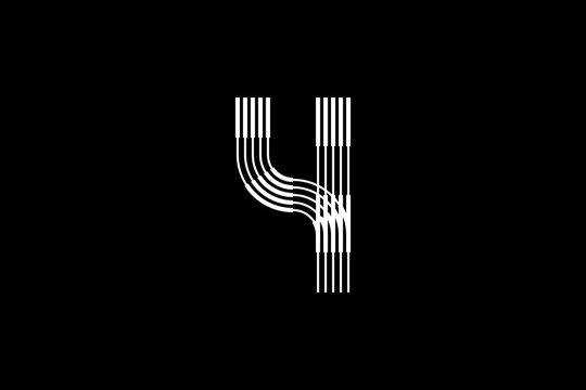 Logo 4 Letter monogram parallel line number, Design Template.