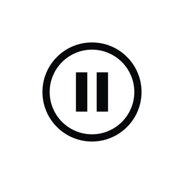 black pause icon inside a circle transparant backgorund flat design pause button symbol