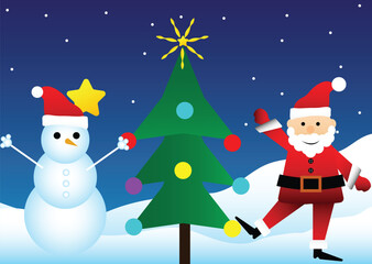 santa claus and snowman illustration