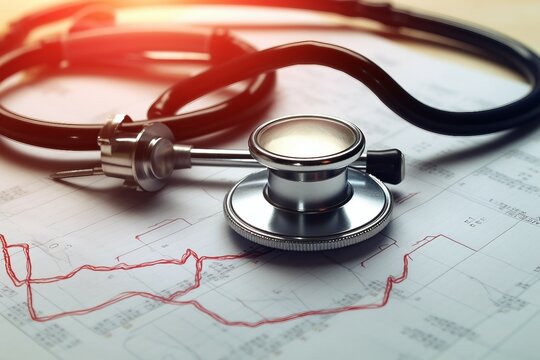 a stethoscope top ekg chart cardiogram activity canvasses analysis anatomy attack beat beating blood body cardiology doctor electrical cardiograph exam exercise fitness health care healthy nubes - Powered by Adobe