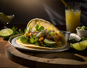 photo of taco fast food with stylish lighting