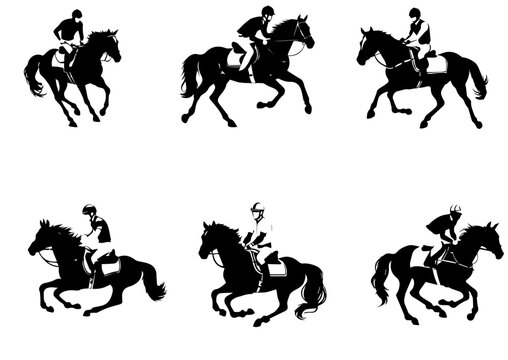 Horseriding Vector Silhouette. Man riding horse