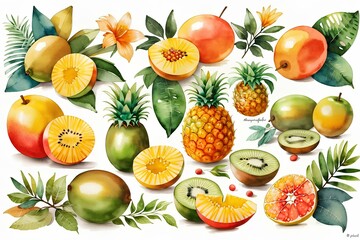 featuring various tropical fruits, created by ai generated