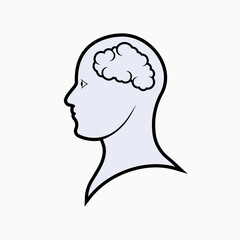 Man Brain Icon. Genius, Clever. Creative, Intellectual Symbol.