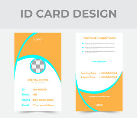 Modern corporate identity card design template. Company employee ID card design.