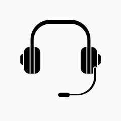 Headphone Icon. Hearing Equipment, Music Device. DJ Symbol.
