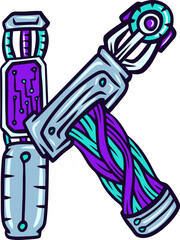 Machine Alphabet Letter K