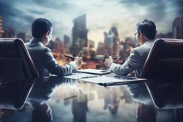 agreement trade negotiating customer their businessmen   cooperation business agreements partnership contract people businessman greeting trust group meeting businessman job man negotiation - obrazy, fototapety, plakaty