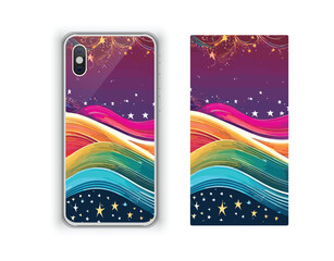 Smartphone cover design vector mockup. Template geometric pattern for mobile phone back part. Flat design.