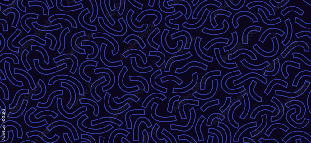 Poster monochrome doodle pattern. funny monochrome pattern. curved blue lines