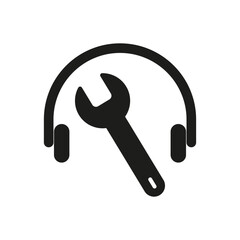 Headphones tuning long shadow icon. Vector illustration.
