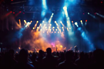 concert crowd defocused silhouette audience stage people club fun disco rock music happiness show night light event dance blurred fan band youth entertainment sharpened group