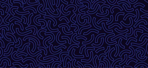Poster Monochrome doodle pattern. Funny monochrome pattern. Curved blue lines © AndS