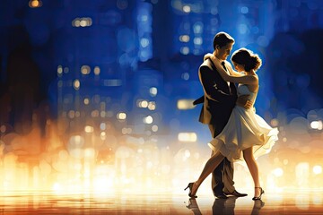 nightlife city pose classic elegant dance couple romantic party dancing dancer step action active activity body club contest copy space - obrazy, fototapety, plakaty