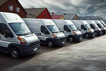 Foto op Canvas Vans Delivery truck lorry business fleet shipping logistic wagon trailer dispatch haul commercial service freight vehicle transporting automobile expedite sale cargo minivan carrier transportation © sandra