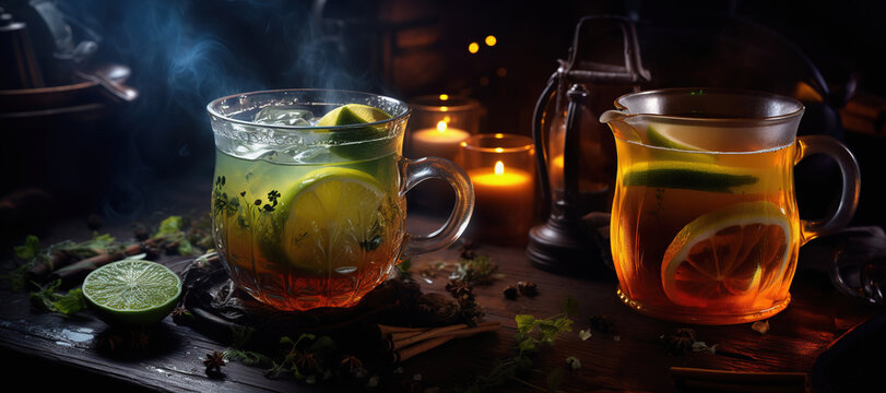 Witches Brew Punch. Halloween cocktail. Special fall drink for party