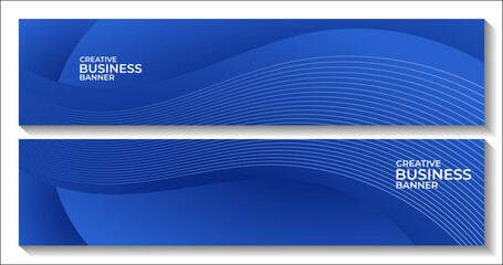 set of banners. modern blue wave dynamic gradient background with lines