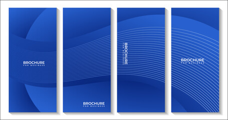 set of brochures. modern blue wave dynamic gradient background with lines