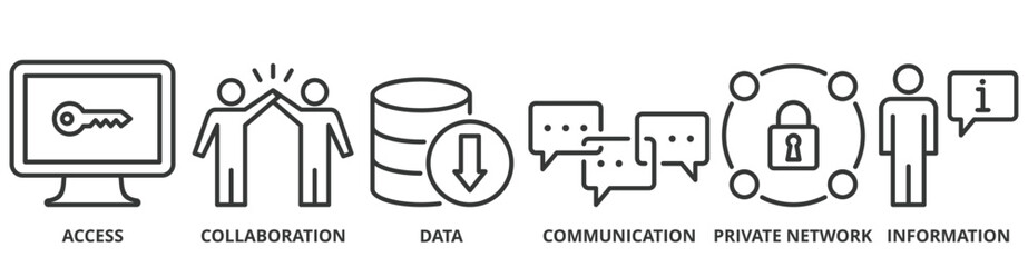 Intranet banner web icon vector illustration concept for global network system with icon of access, collaboration, data, communication, private network, and information technology