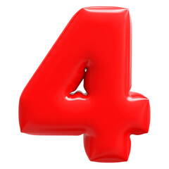 Red Number 4 Bubble 3D Render