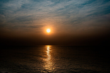 A panoramic view of the morning sunrise over the sea