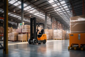 warehouse logistics working forklift industry picking good stock logistic delivering cardboard box freight stacking lifting stockpile operator cardbox depot work indoor supply moving